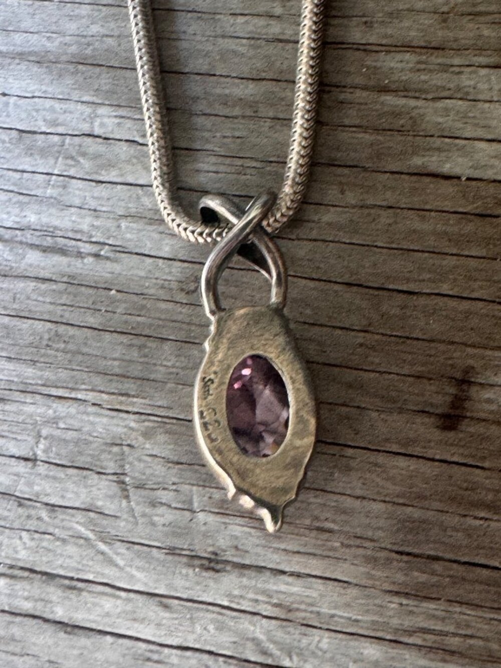 SARDA Sterling Silver 925 Pink Faceted Crystal Pendant Necklace 18in Designer - Picture 4 of 8